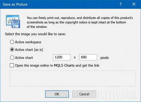 Saving a screenshot in the MetaTrader 4 terminal
